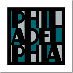 PHILADELPHIA SILVER MIDNIGHT GREEN WORD ART PHILLY FAN FAVORITE Posters and Art